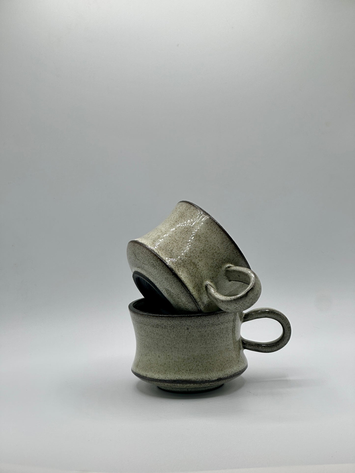 Handmade White Glazed Black Clay Coffee Mug – 200 ml