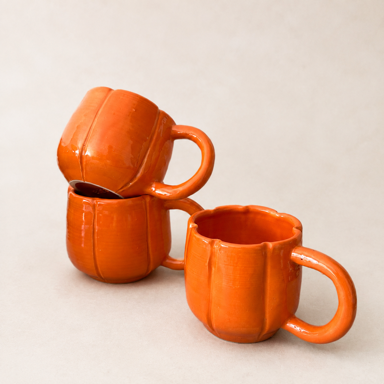 Handmade Orange Pumpkin Mug, 310ml