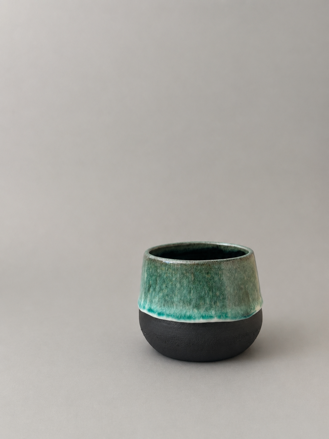 Handmade Green Glazed Black Stoneware Mug – 11 oz