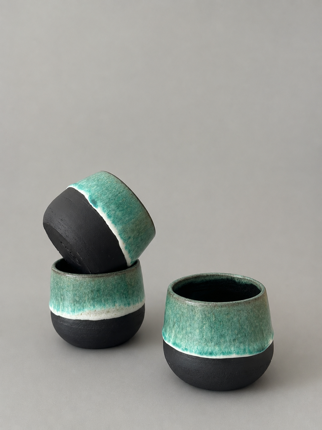Handmade Green Glazed Black Stoneware Mug – 11 oz