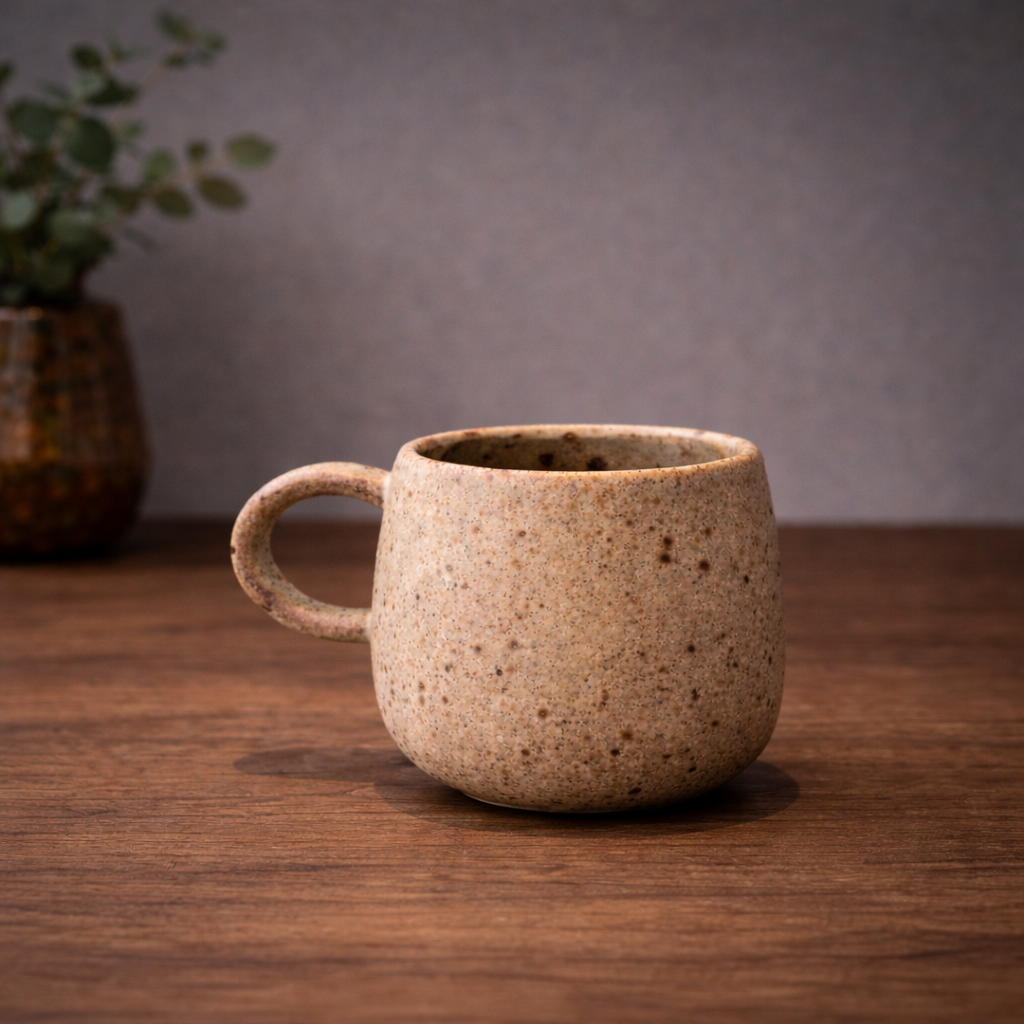 Handmade Speckled Stoneware Mug – Ergonomic Handle, 10 oz