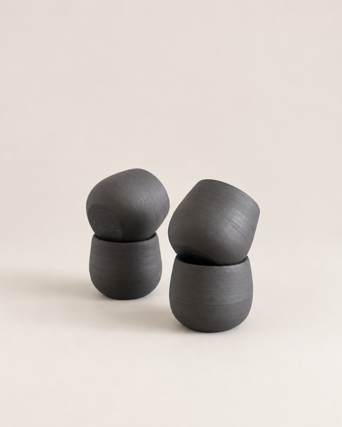 Handmade Black Clay Cup – Unglazed Stoneware Coffee Cup