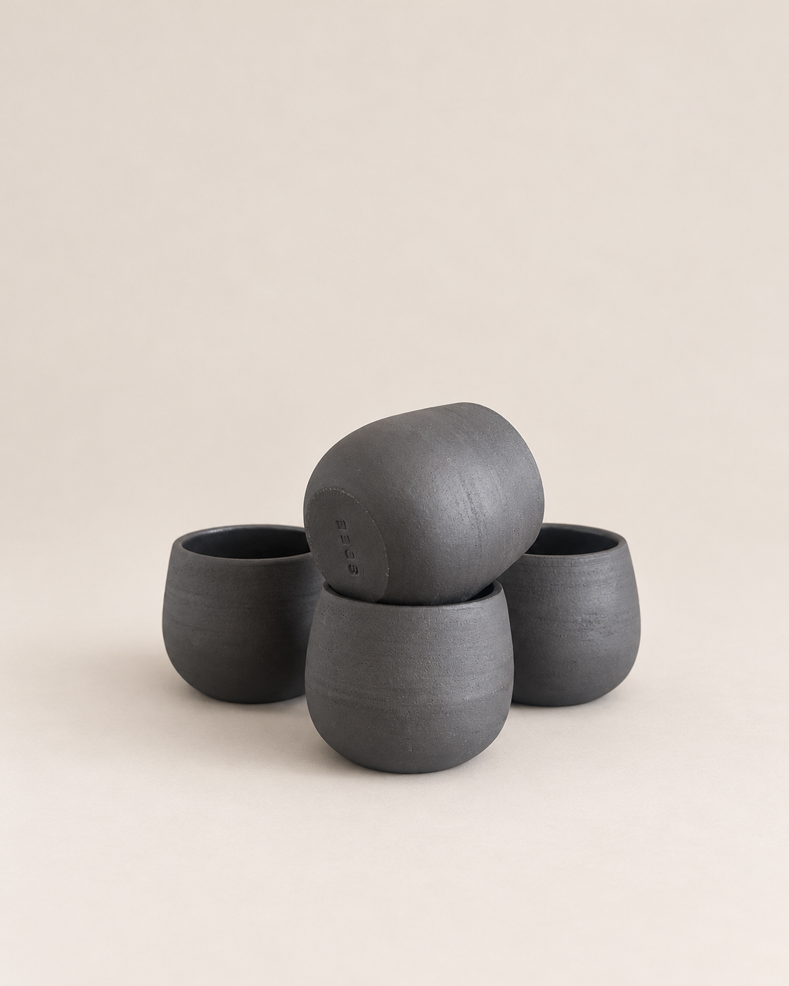 Handmade Black Clay Cup – Unglazed Stoneware Coffee Cup