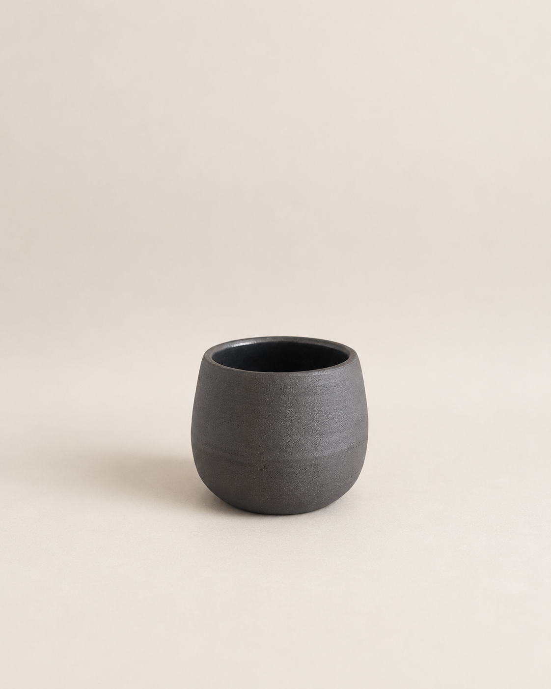 Handmade Black Clay Cup – Unglazed Stoneware Coffee Cup