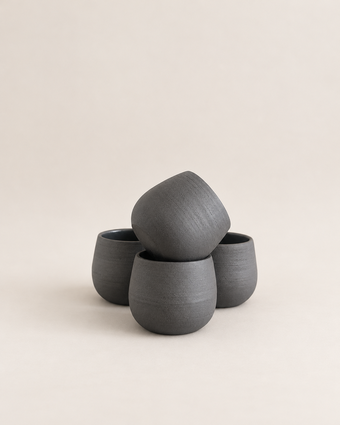 Handmade Black Clay Cup – Unglazed Stoneware Coffee Cup