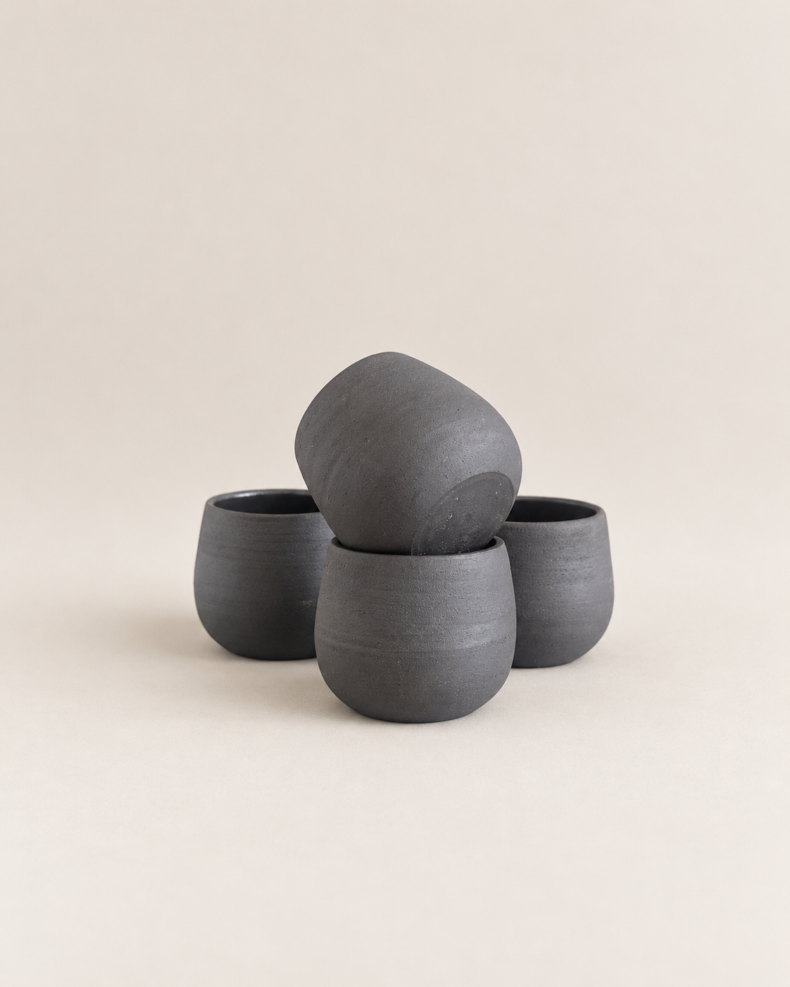 Handmade Black Clay Cup – Unglazed Stoneware Coffee Cup