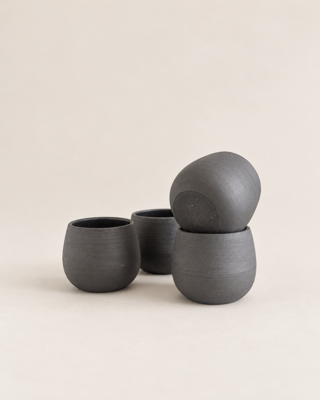 Handmade Black Clay Cup – Unglazed Stoneware Coffee Cup