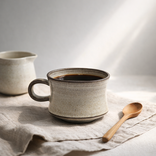 Handmade White Glazed Black Clay Coffee Mug – 200 ml