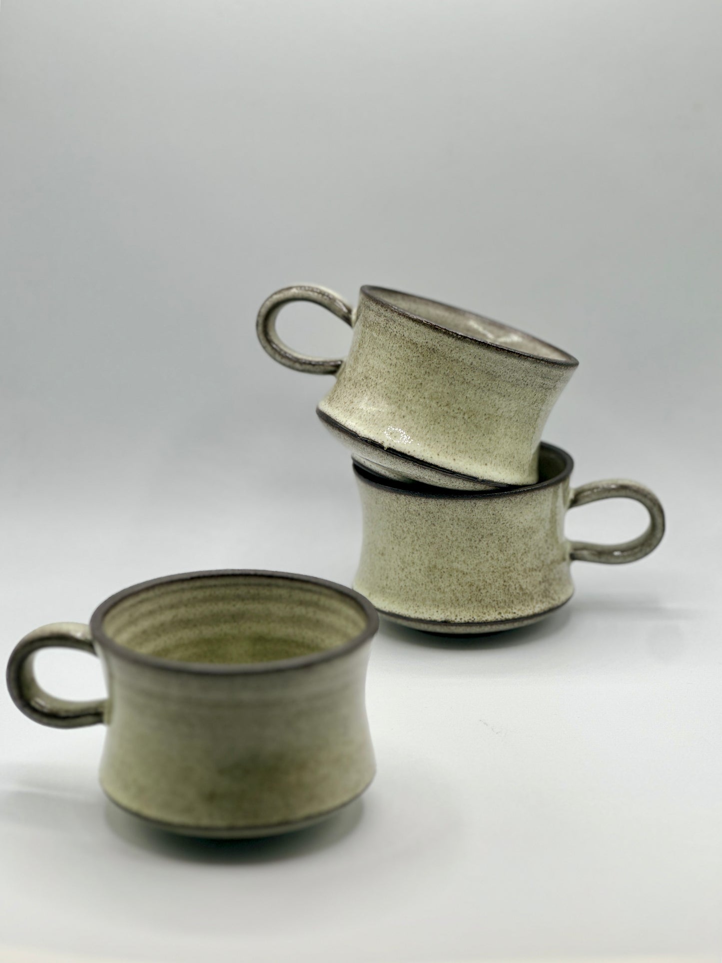 Handmade White Glazed Black Clay Coffee Mug – 200 ml