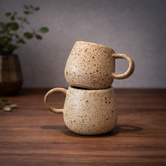 Handmade Speckled Stoneware Mug – Ergonomic Handle, 10 oz
