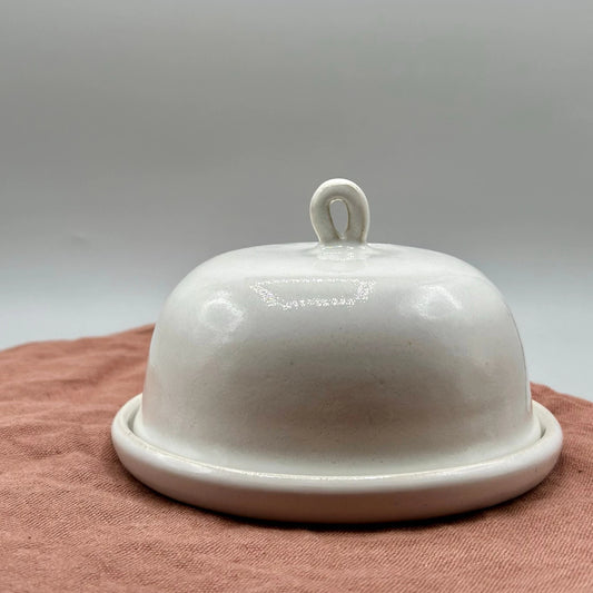 Pottery Round Butter Dish with Lid