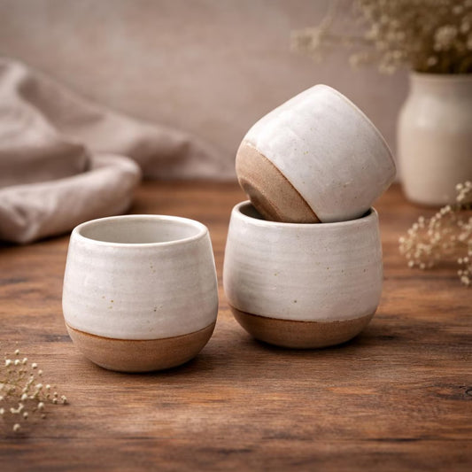 Handmade White Stoneware Coffee Cup – 10 oz